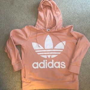 Women’s pink Adidas hooded sweatshirt.